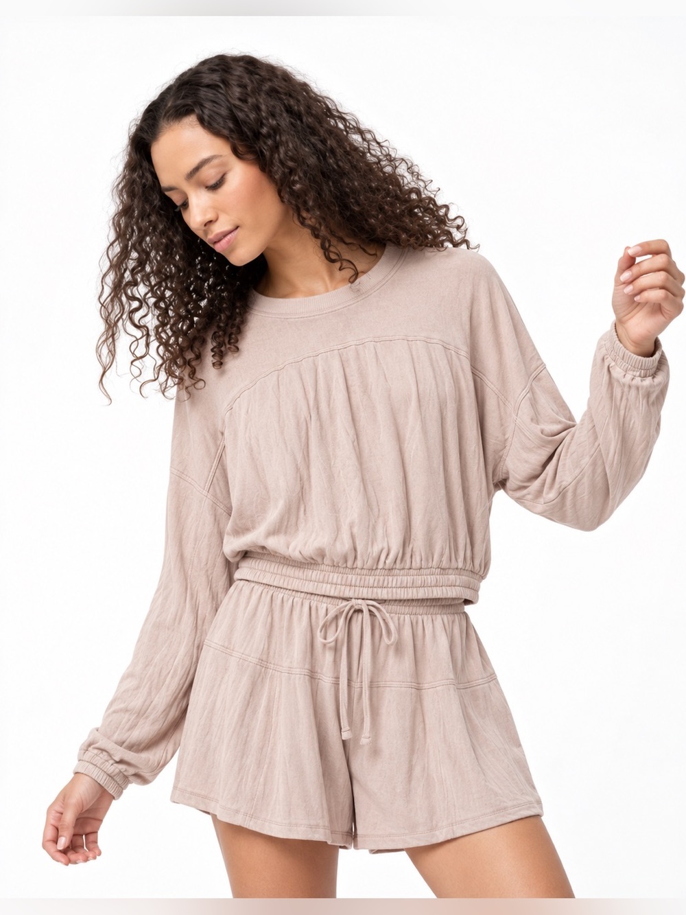 L*SPACE That Feel Good Fit Viscose Linen Pullover Top XL Beige 1132